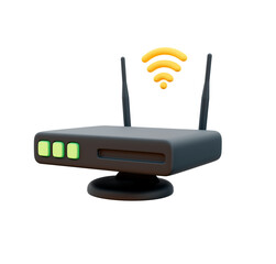 Poster - Modern Wireless Router 3D Render: Dark Gray, Minimalist Style, Active Connection