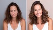 © Katsiaryna - Transformation of a woman’s look before and after styling in natural light