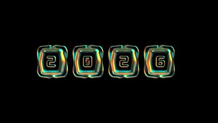 Poster - Glowing 2026 Year Number Animation Against A Black Background