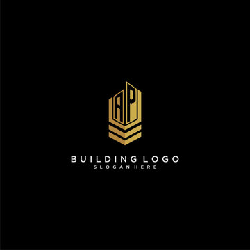 AP initial monogram logo for real estate with building style