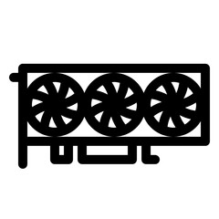 Fototapete - Desktop computer graphic card icon. Three fans. PC hardware component. Outline style. 48x48 px