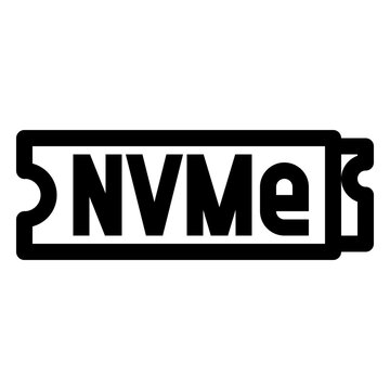 Desktop computer solid-state drive. NVMe SSD icon. PC hardware component. Outline style. 48x48 px