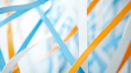 Aufkleber - Colorful Abstract Background with Blue, Orange, and White Paper Strips Layered in Dynamic Patterns