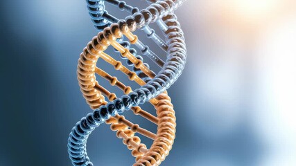 Poster - Abstract Representation of DNA Helix Structure with Blue and Orange Light on Soft Background