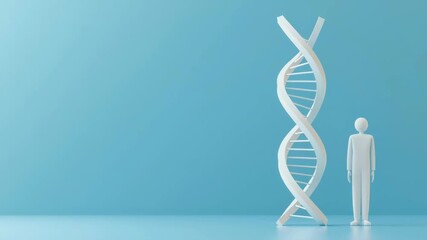 Poster - Abstract Representation of Human DNA Strand Next to Silhouette Model in Minimalist Design Setting