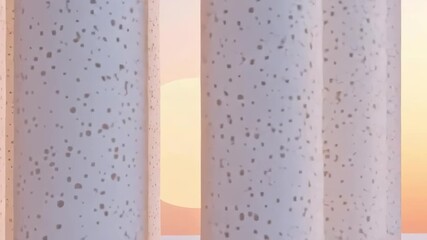 Poster - Abstract architectural staircase design with soft pastel background and circular element at sunrise
