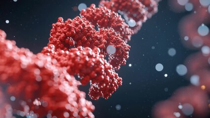 Poster - Detailed Close-Up of a Viral Structure with Red Texture Against a Softly Blurred Background