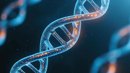 Poster - Abstract Digital Representation of DNA Helix Structure in Bright Futuristic Environment
