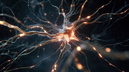 Aufkleber - Conceptual timelapse of glowing neural connections flickering out representing mental exhaustion aftermath.