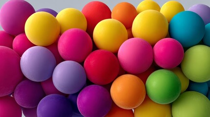 Poster - Bunch of colorful balloons in a row. The balloons are of different colors and sizes. Concept of fun and celebration, as the balloons are often associated with parties and special occasions