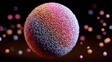 Poster - Colorful ball with many small dots surrounding it. The ball is surrounded by a lot of small dots, which give the impression of a galaxy or a planet. The colors of the ball