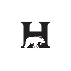 Poster - Bold Letter H Design Featuring a Majestic Walking Bear