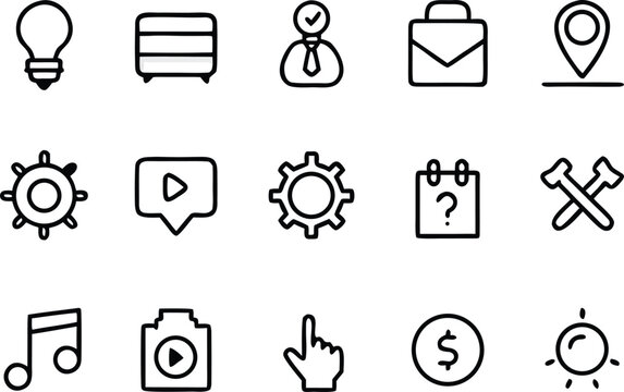 Simple Black Outline Icon of a Computer Monitor screen display