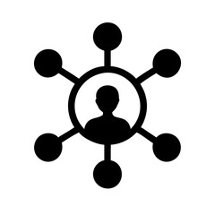 Poster - Social network connection hub and communication concept for global business and relationship management icon