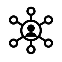 Poster - Network connection hub social media management digital marketing strategy and business relationships icon vector