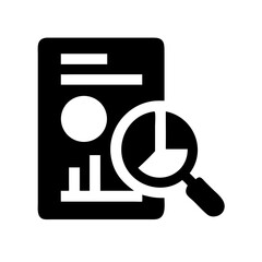 Poster - Data analysis report with magnifying glass icon for business analytics and market research insights tool