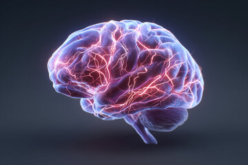 Aufkleber - A brain with red and blue lightning bolts