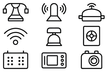 Aufkleber - Grid of Nine Different Telephone Icons in Various Styles and Colors