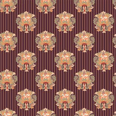 ornamental floral striped seamless pattern