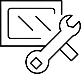Poster - Clean line art icon of a command prompt with a wrench isolated on transparent background