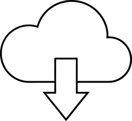 Poster - Clean line art cloud icon with an upward arrow point isolated on transparent background
