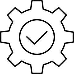 Poster - Clean line art icon of a gear with a check mark isolated on transparent background