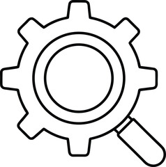 Poster - Clean line art icon of a magnifying glass examining a letter g isolated on transparent background