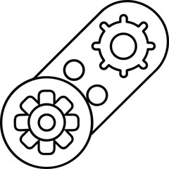 Poster - Clean line art icon of a remote control with a gear isolated on transparent background