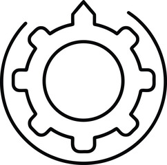 Poster - Clean line art icon of a circular restart button with a gear inside isolated on transparent background