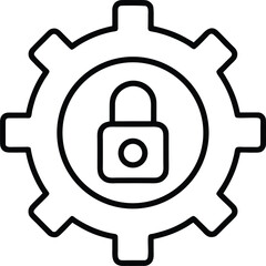Poster - Clean line art settings icon with a lock symbol isolated on transparent background