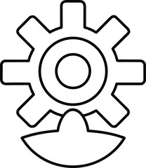 Poster - Clean line art icon of a system fan with integrated gear symbol isolated on transparent background