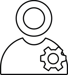 Poster - Clean line art icon of a user profile with a gear isolated on transparent background