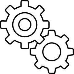 Poster - Clean line art icon of two connected gears symbol isolated on transparent background