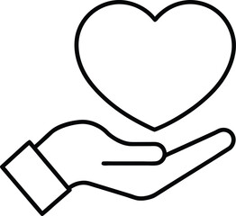 Poster - Line art icon of a hand gently holding a heart symbol isolated on transparent background