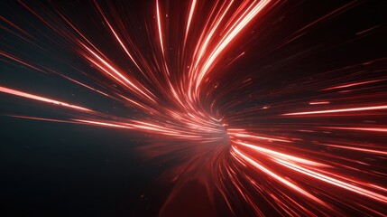 Poster - A dynamic abstract image featuring vibrant red light trails swirling into a tunnel, symbolizing speed and energy.
