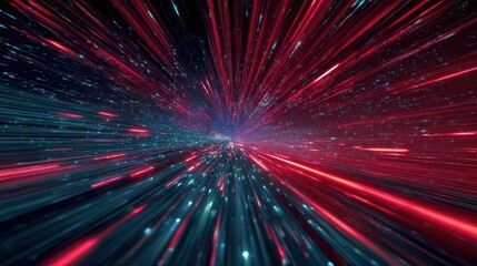 Poster - A dynamic abstract representation of light waves traveling at high speed, creating a sense of movement and depth.