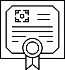 Poster - Clean line art certificate icon with qr code isolated on transparent background