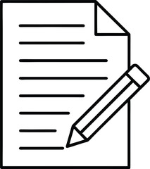 Poster - Clean line art icon of a document with pencil isolated on transparent background