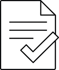 Poster - Clean line art icon of a file with a check mark isolated on transparent background
