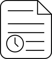 Poster - Clean line art icon of a file with a clock representation isolated on transparent background