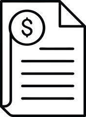 Poster - Clean line art icon of a file with dollar symbol isolated on transparent background