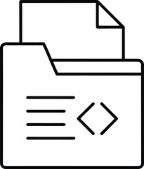 Poster - Clean line art icon of a file with code brackets isolated on transparent background