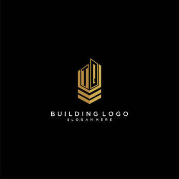 TQ initial monogram logo for real estate with building style