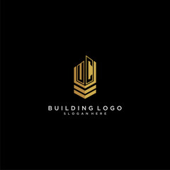 Aufkleber - UC initial monogram logo for real estate with building style