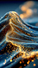 Poster - Luxury abstract fabric-like surface with rich golden particles and dramatic texture