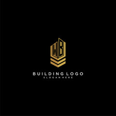 Aufkleber - WB initial monogram logo for real estate with building style