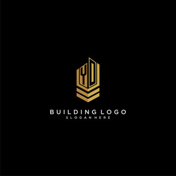 YO initial monogram logo for real estate with building style