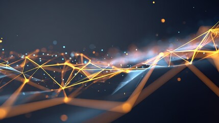 Poster - A vibrant digital abstract design showcasing glowing lines and particles, ideal for tech-related themes.