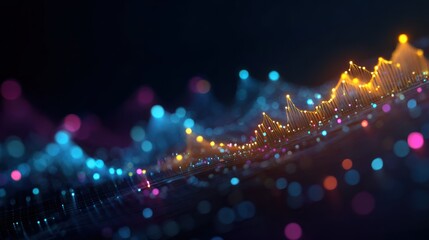 Poster - A vibrant wave of glowing lights representing data streams, creating a dynamic visual of digital connectivity.