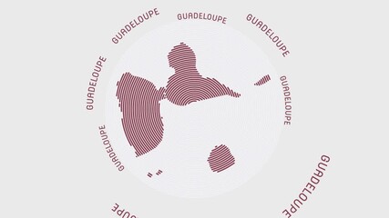 Poster - Guadeloupe shape with dynamic circles visual effect. Animation of Guadeloupe logo appearing from rotating rings and Country name around the shape. Intro, opening, closing, logo video.